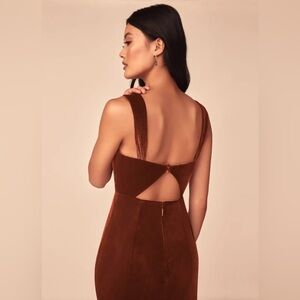 AZAZIE LANESSA bridesmaid dress. Color terracotta.